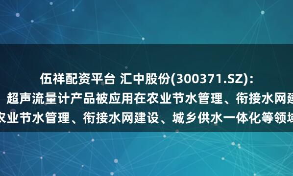 伍祥配资平台 汇中股份(300371.SZ)：已有多种型号的超声水表、超声流量计产品被应用在农业节水管理、衔接水网建设、城乡供水一体化等领域