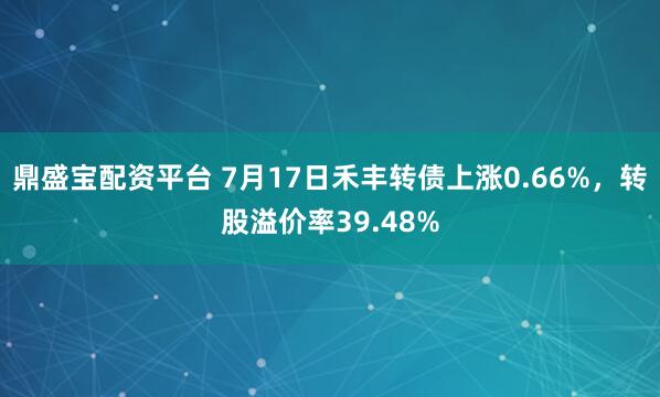 鼎盛宝配资平台 7月17日禾丰转债上涨0.66%，转股溢价率39.48%