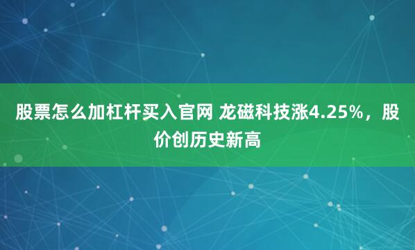 股票怎么加杠杆买入官网 龙磁科技涨4.25%，股价创历史新高